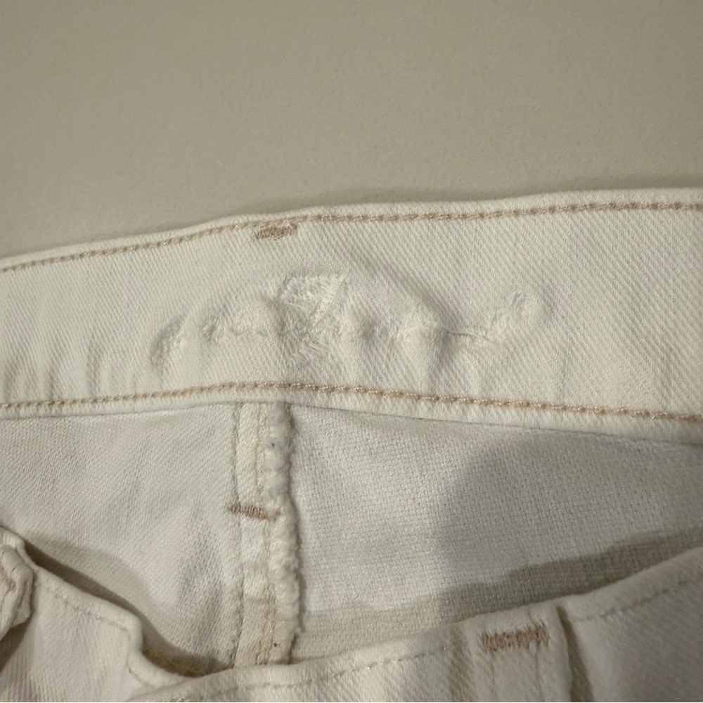 7 For All Mankind Tailorless Broken Twill Original Bootcut White Jeans Womens 26 - Picture 10 of 15